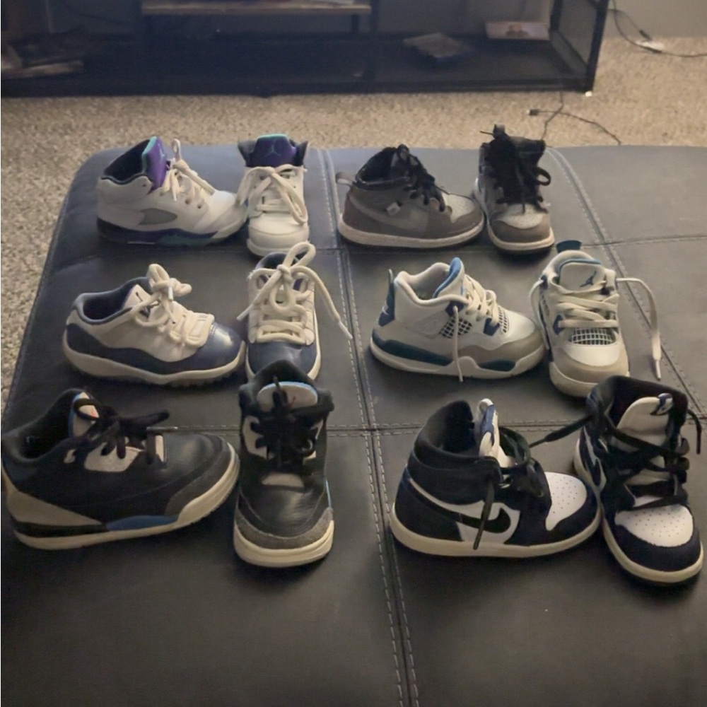 Jordan Kids Black, White, and Blue Sneakers